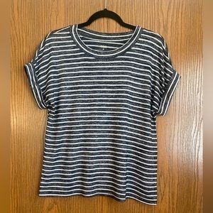 Ana Black & White Striped Top, Size Medium